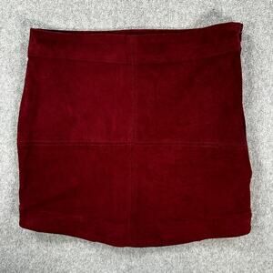 Mud Pie Faux Suede Mini Skirt Size X-Small Burgundy Stitched